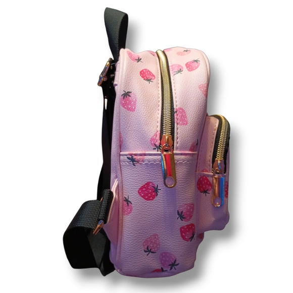 Claire's Strawberry Mini Faux Leather Backpack - Picture 4 of 9